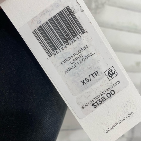 Eileen Fisher Size XS Gray Graphite Ankle Leggings Skinny Velvet Pull On NWT - Picture 8 of 9